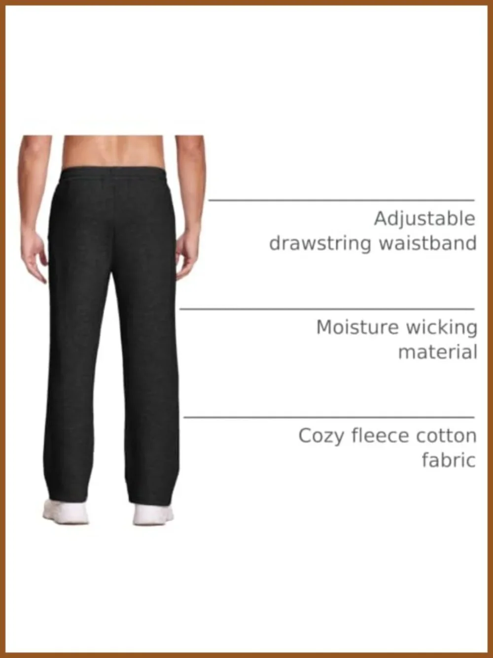 Men's Fleece Cotton Open Bottom Sweatpants Lounge Pants Drawstring